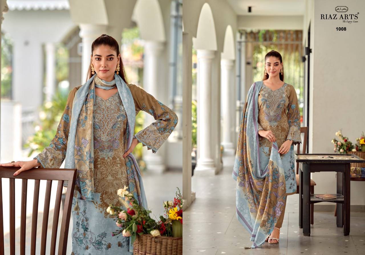 NAYRA VOL-42 By RIAZ ARTS 1001 To 1008 Series Beautiful Festive Suits Stylish Colorful Fancy Party Wear Pure Cotton Digital Print Dresses At Wholesale Price